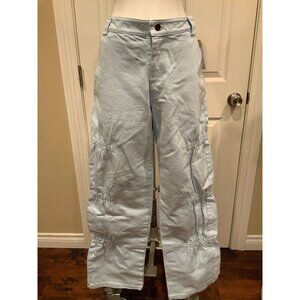 Collina Strada Light Blue Sky Justin High Rise Wide Leg Gathered Jeans, Sz L NWT